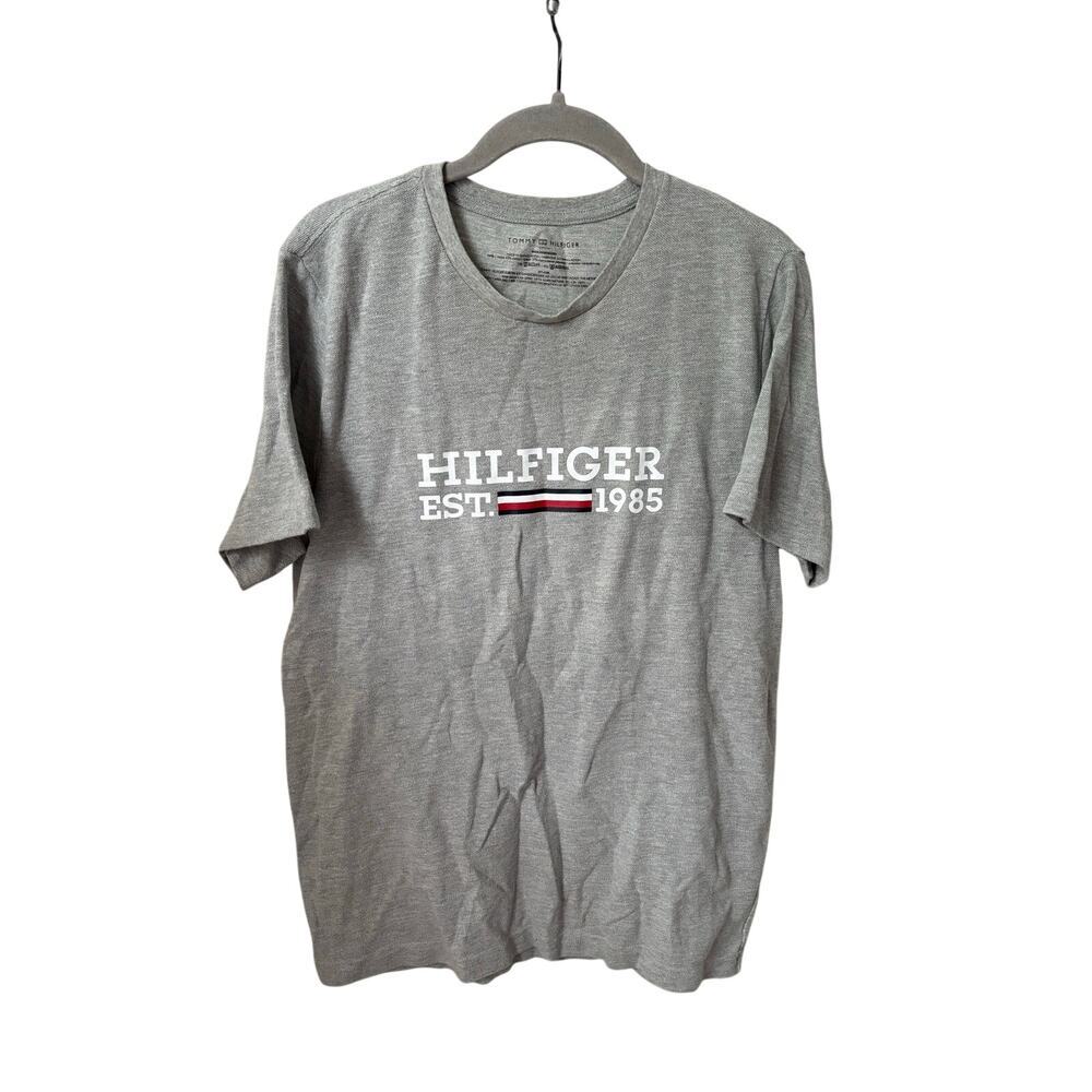 Tommy Hilfiger Gray Logo T Shirt Mens XL Short Sleeve Crew Neck Casual Tee - Picture 3 of 6